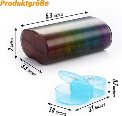 Tablettenbox 7 Tage Pillendose 2 Fächer Große Fächer 14 Extra Großen Fächern Schwarz