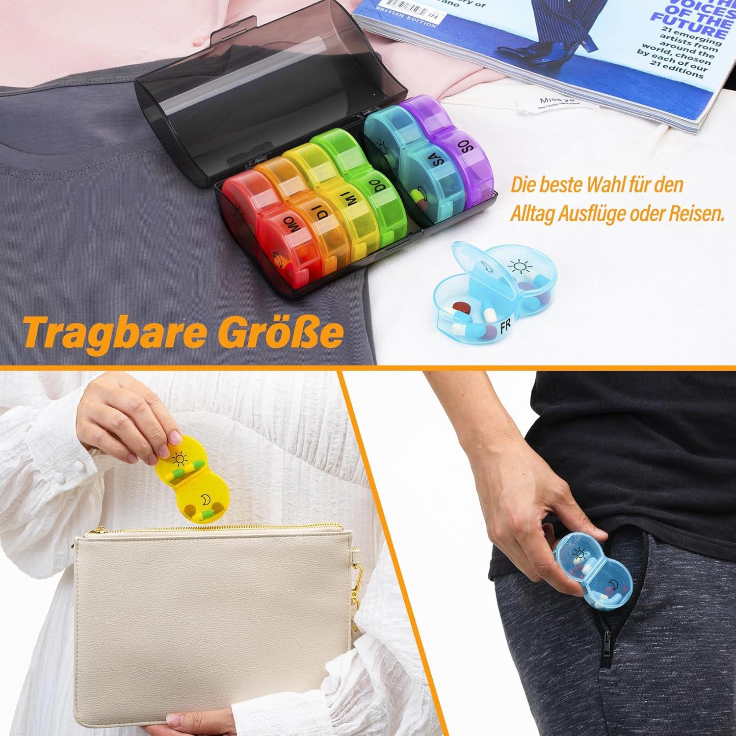 Wochen Pillendose 7 Tage 2 Fächer Tablettenbox Organizer Vitamin