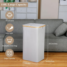 iEGrow XL Wäschekorb mit Deckel 110L Herausnehmbarer