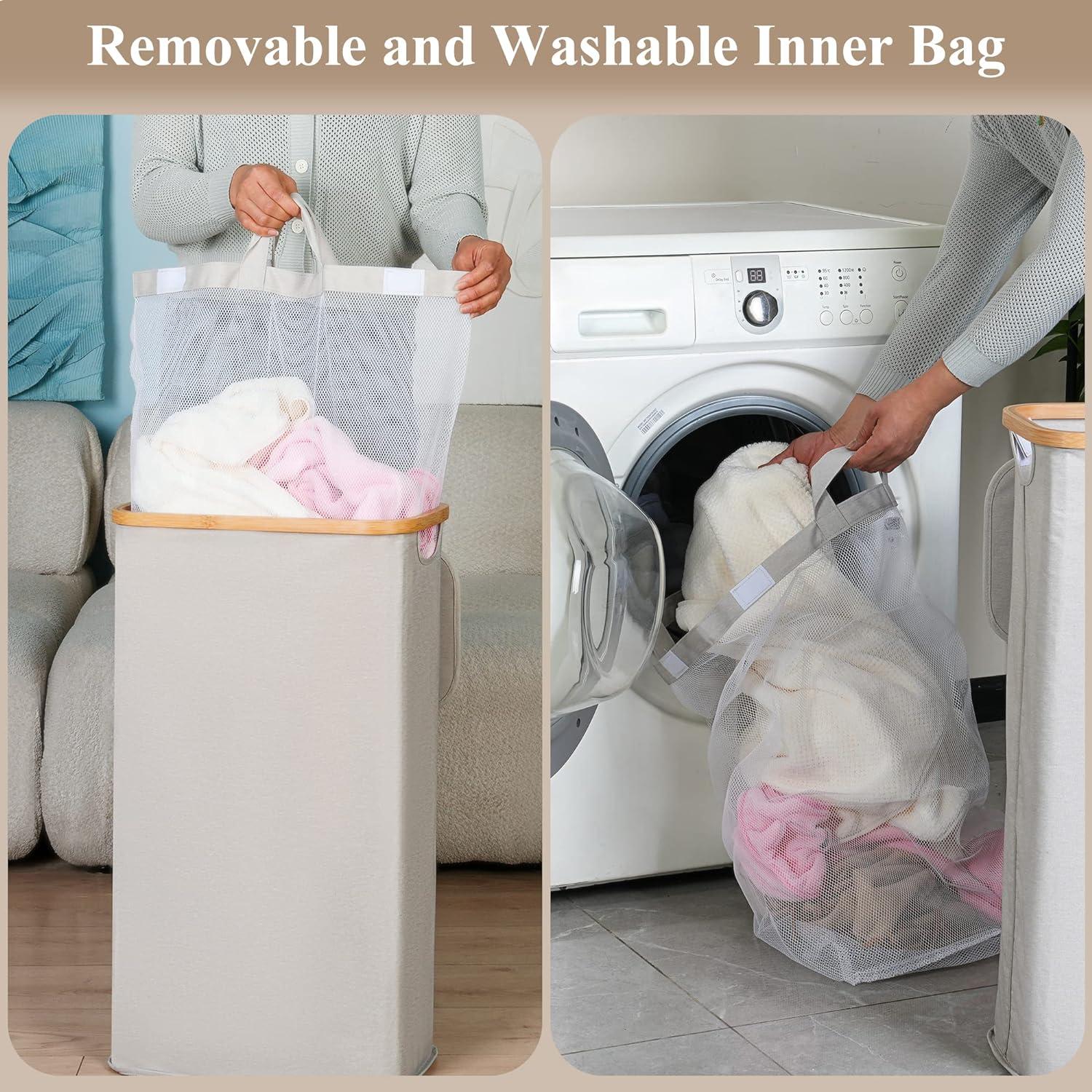 XL Wäschekorb mit Deckel 110L - Herausnehmbar/Waschbar, für