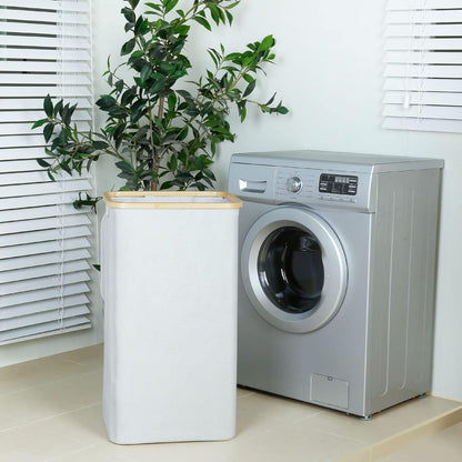 XL Wäschekorb mit Deckel 110L - Herausnehmbar/Waschbar, für