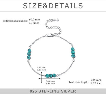VONALA Türkis Perlenarmband S925 Sterling Silber für Frauen