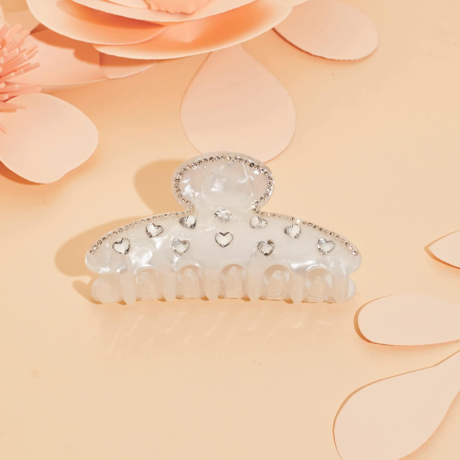 LILIE&WHITE Haarspange Haarclip Weiß Strass Herzmotiv Büro Hochzeit Elegantes Design