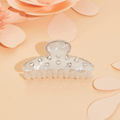 LILIE&WHITE Haarspange Haarclip Weiß Strass Herzmotiv Büro Hochzeit Elegantes Design