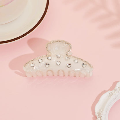 LILIE&WHITE Weiße Haarspange mit Strasssteinen und Herzmotiven