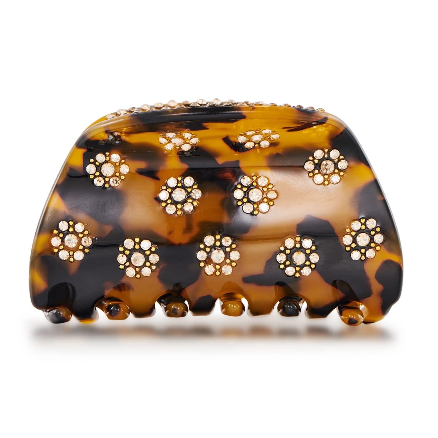 Haarklammer Blumenverzierung Acryl Schildpatt-Design Damen Accessoire