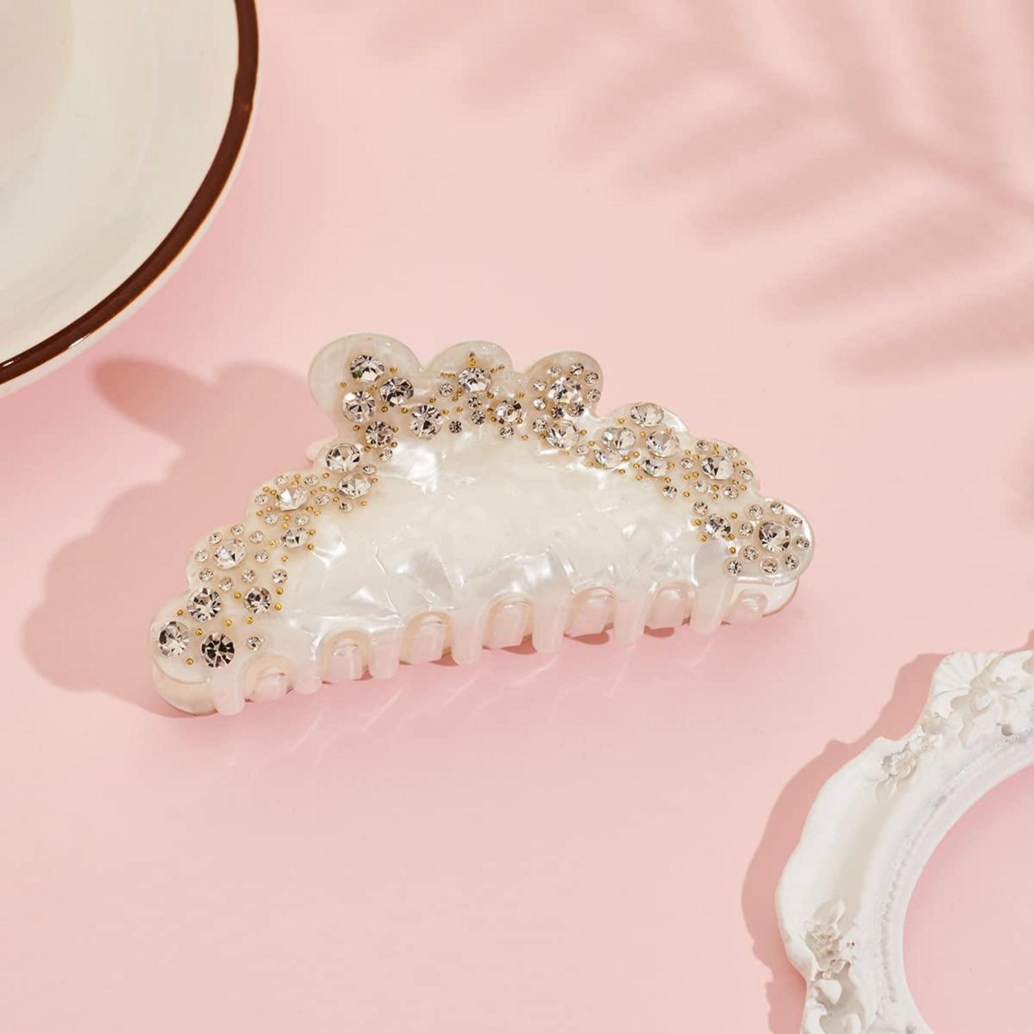 Weiße Haarspange Strasssteine Acryl für Damen - Elegantes Accessoire