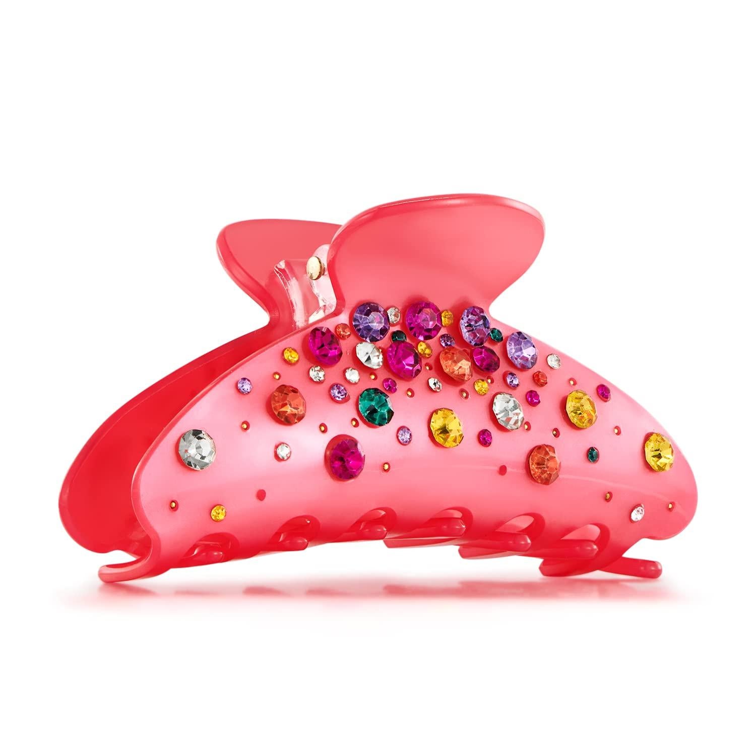 Pinkfarbene Acryl-Haarspangen mit Kirschen-Design - Haarspangen für