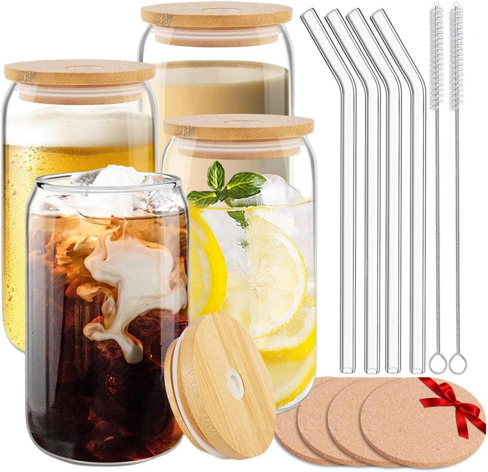 Cocktail Gläser Set 4 Strohhalm Reinigungsbürsten Trinkglas 16oz