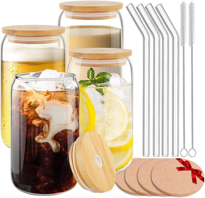 Cocktail Gläser Set 4 Strohhalm Reinigungsbürsten Trinkglas 16oz