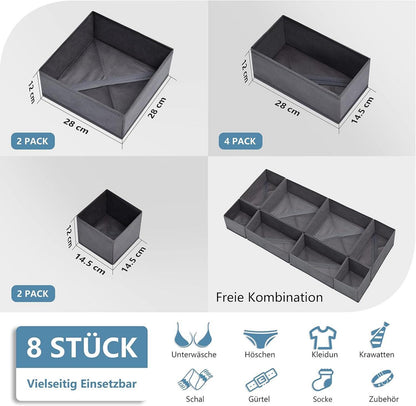 8er Schubladen Organizer – Stoff Aufbewahrungsbox für