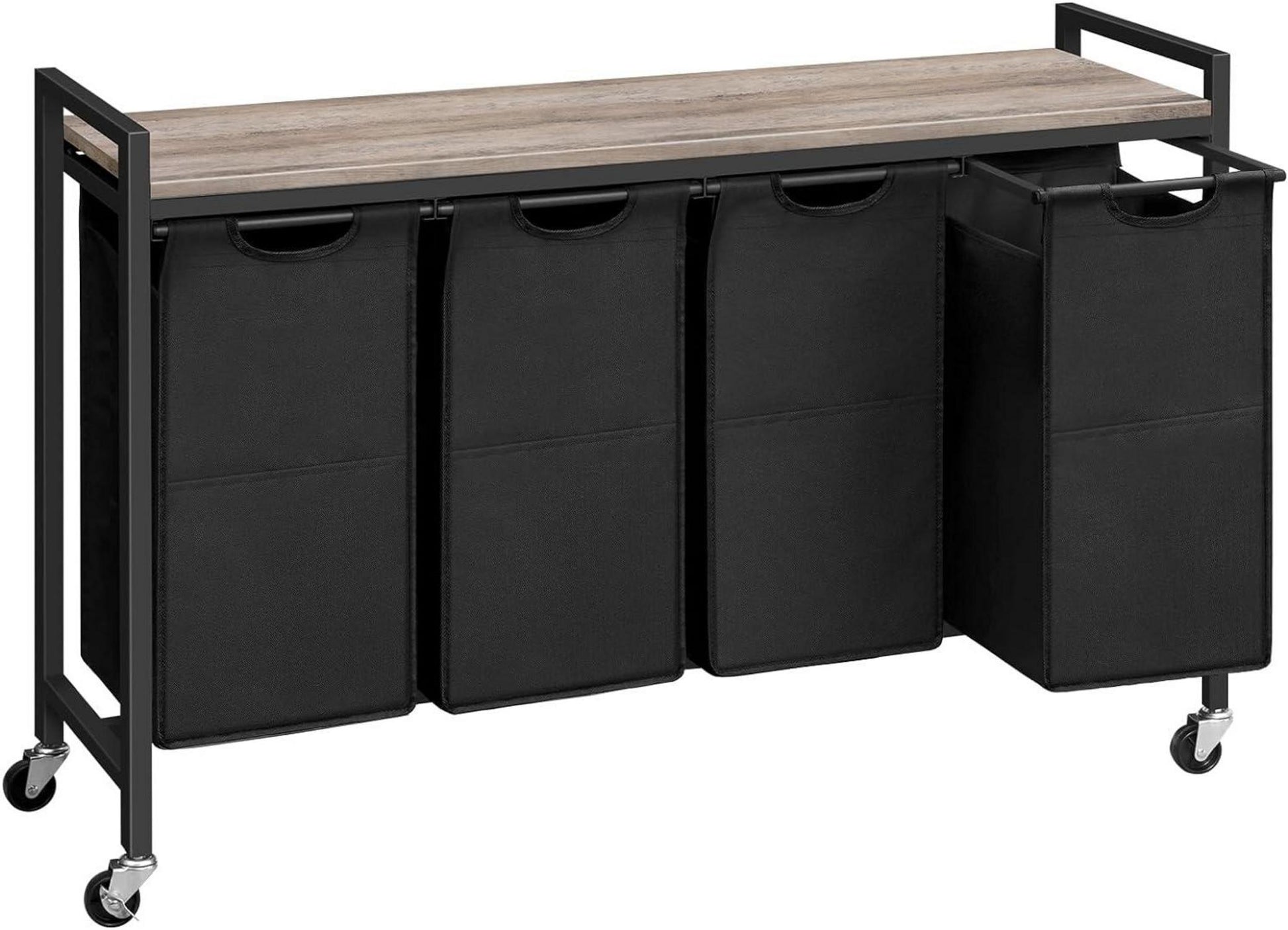 Wäschekorb mit Ablage und Rollen, 4x39,8 L, abnehmbarer Wäschesack