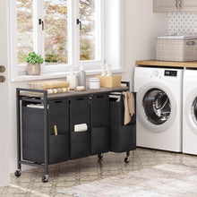 Wäschekorb mit Ablage und Rollen 4x39,8L Oxford-Gewebe