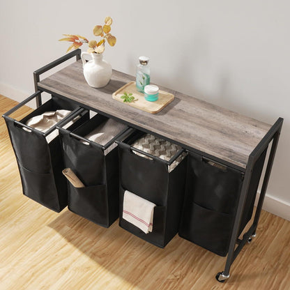 HOOBRO Wäschekorb Wäschesammler Ablage Wäschewagen 4x39,8L Oxford-Gewebe