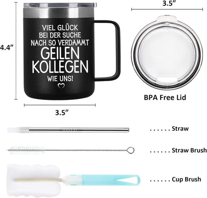 Abschiedsgeschenk Tasse 12oz Kollegen Schwarz Spruch 100% Zufriedenheitsgarantie