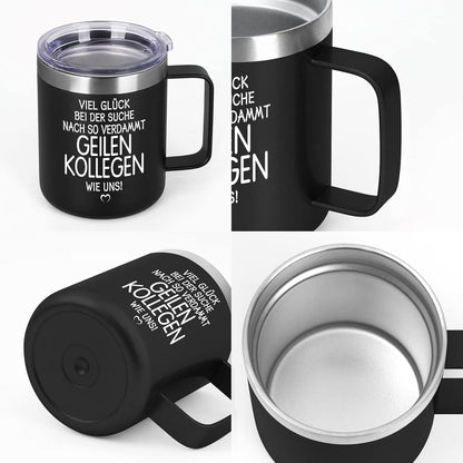 Livole Abschiedsgeschenk Tasse 12OZ Doppelwandig - Kollegen Wie Uns - Schwarz