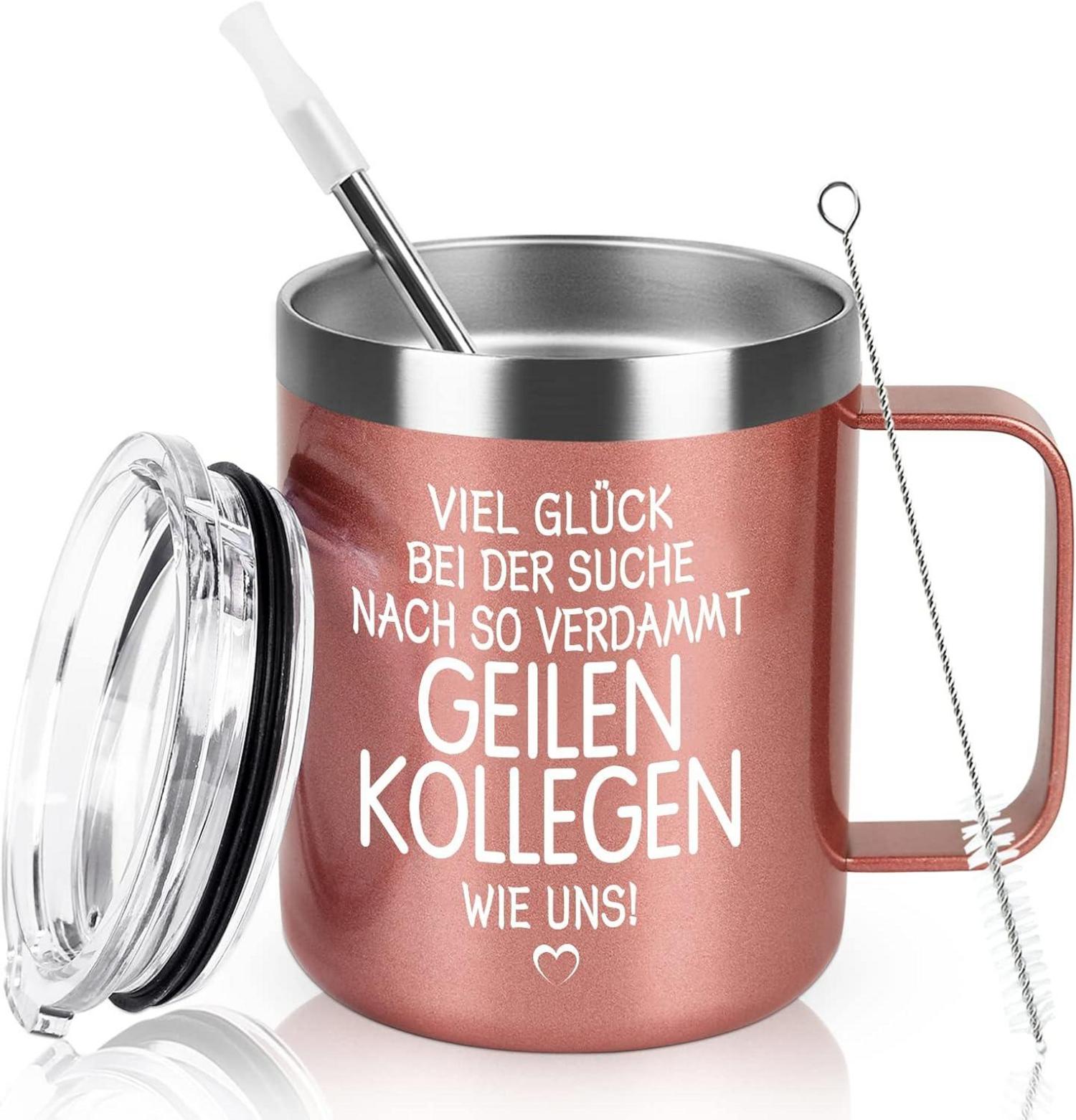 Abschiedsgeschenk Kollegen Lustige Tasse Viel Glück 12oz Thermobecher
