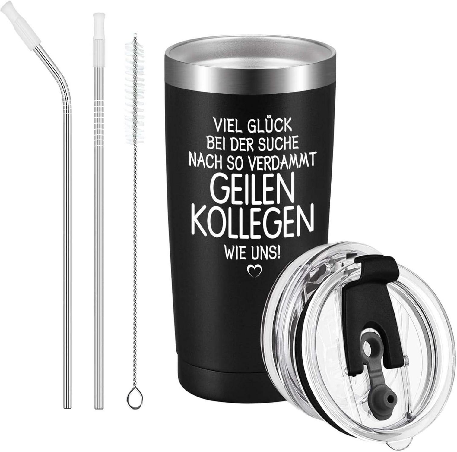 Abschiedsgeschenk Kollegen Tasse mit Spruch Schwarz 600ml