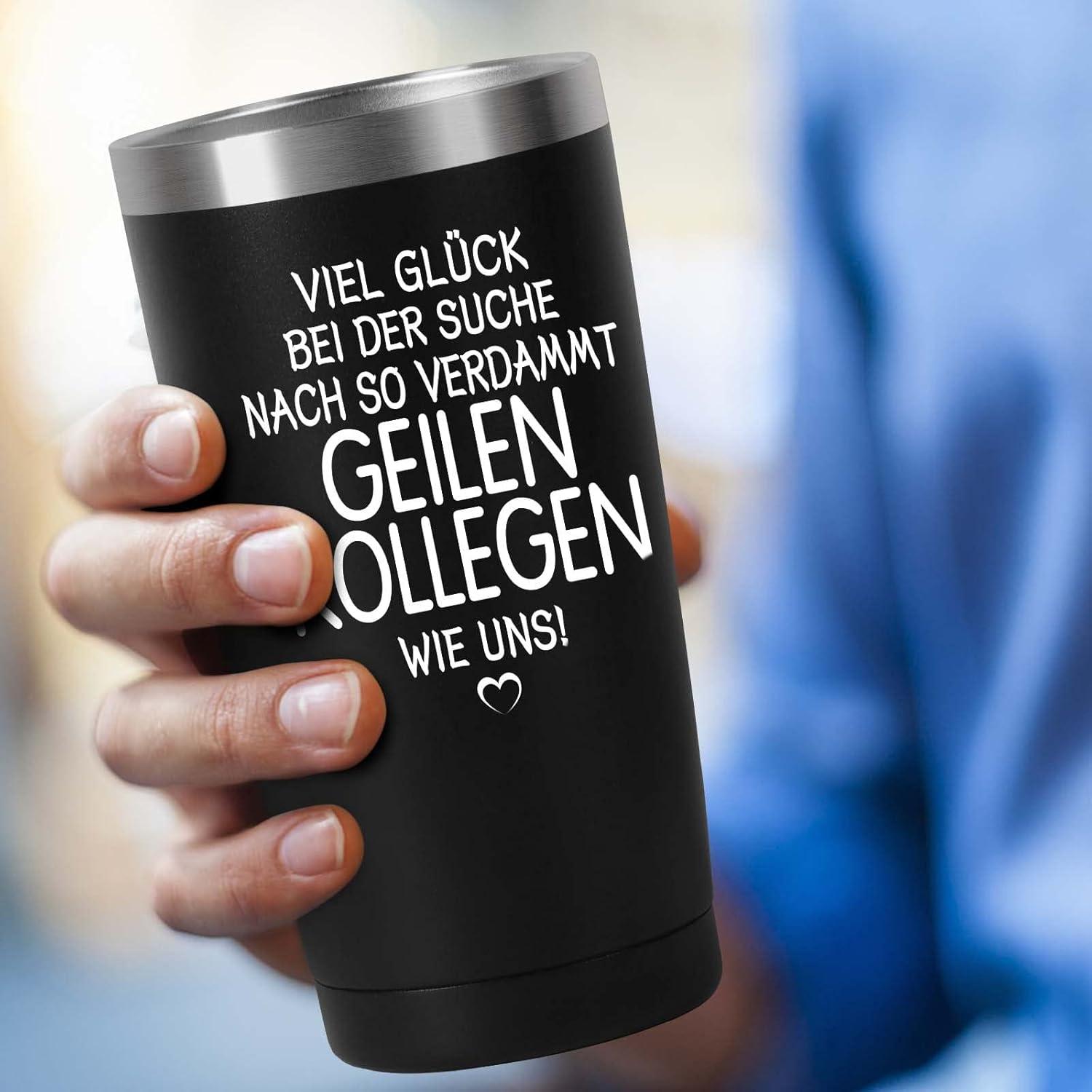 Abschiedsgeschenk Kollegen Tasse mit Spruch Schwarz 600ml