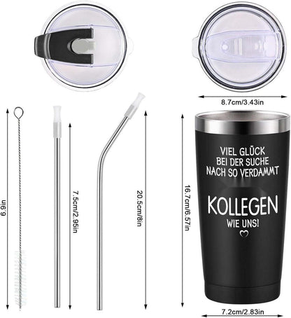 Livole Abschiedsgeschenk Kollegen Jobwechsel Tasse Spruch Glück Schwarz