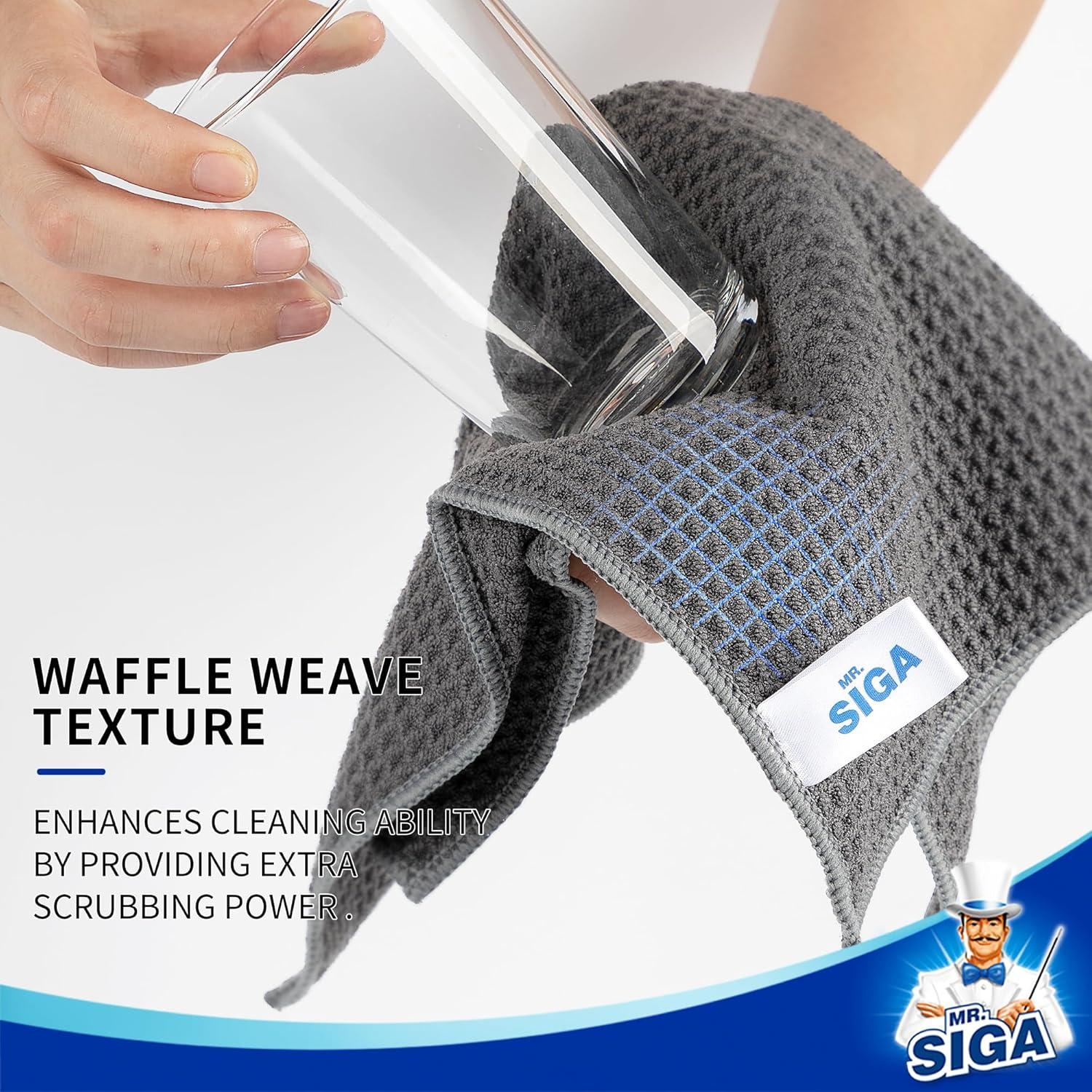6er Pack Mikrofaser Waffeltücher Grau saugfähige Putzlappen