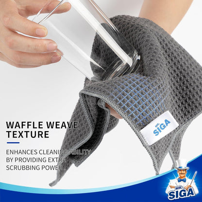 6er Pack Mikrofaser Waffeltücher Grau saugfähige Putzlappen