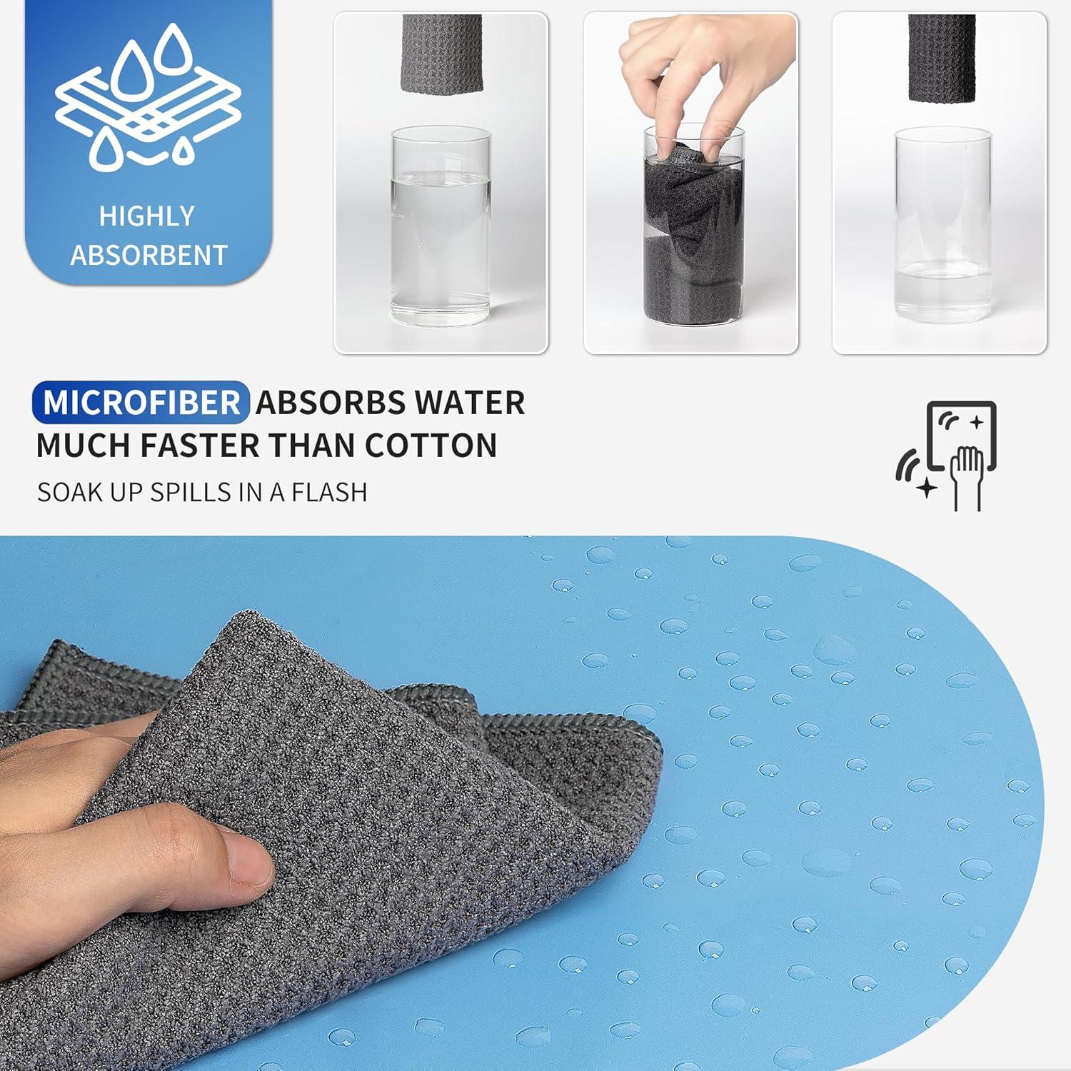 MR.SIGA Waffeltücher Mikrofasertuch, saugfähige Reinigungslappen 6er Set, Grau