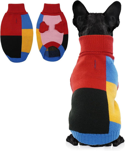 Hunde Rollkragenpullover Farbblockierung mit Beinen für mittelgroße