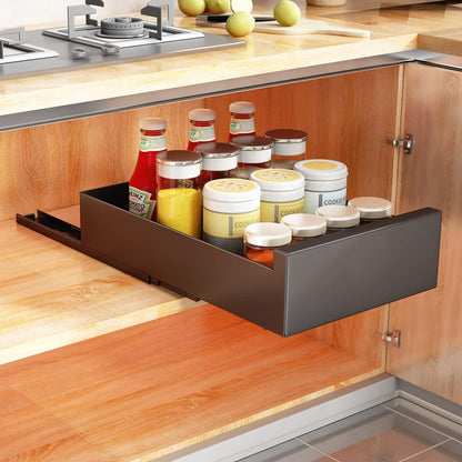 Teleskopschublade Ausziehbarer Schrank-Organizer 25x43x9cm Schwarz
