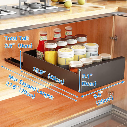Teleskopschublade Ausziehbarer Schrank-Organizer 25x43x9cm Schwarz