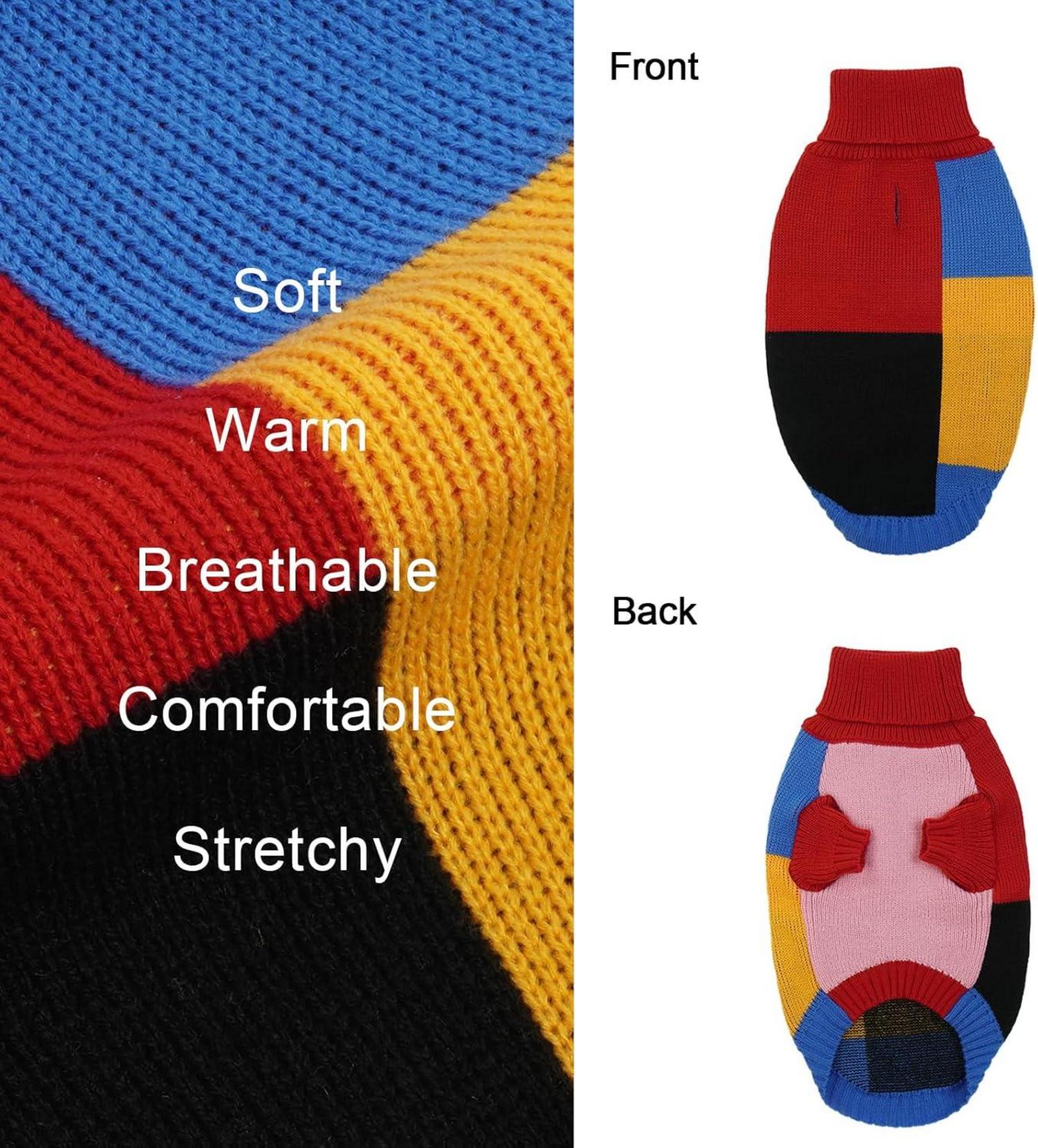 Rollkragen Hundepullover mittelgroße Hunde Farbblockierung Pullover