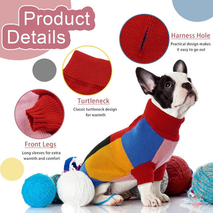 Hjumarayan Hundepullover - Rollkragen Mittelgroße Hunde Pullover Warm Rot L