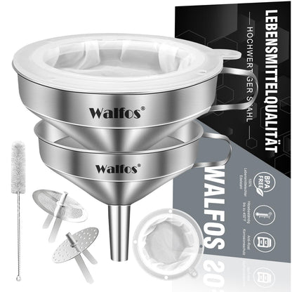 Edelstahl Trichter Set mit 200 Mesh Filter und 2 Sieben