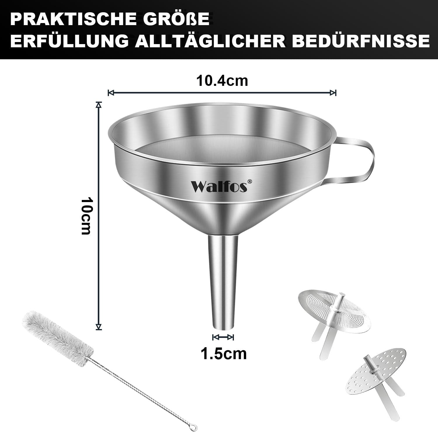 Edelstahl Trichter 200 Mesh Filter Jam Straining 2 Siebe 10.4cm Küchentrichter