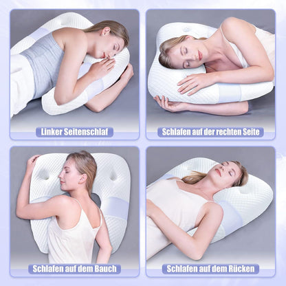 SAHEYER U-förmiges Memory Foam Seitenschläferkissen mit Ohr-Haltebereichen 60,8 × 65 × 12 CM
