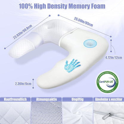 Orthopädisches Memory Foam Nackenkissen U-Form Weiß 60,8 × 65 × 12 CM