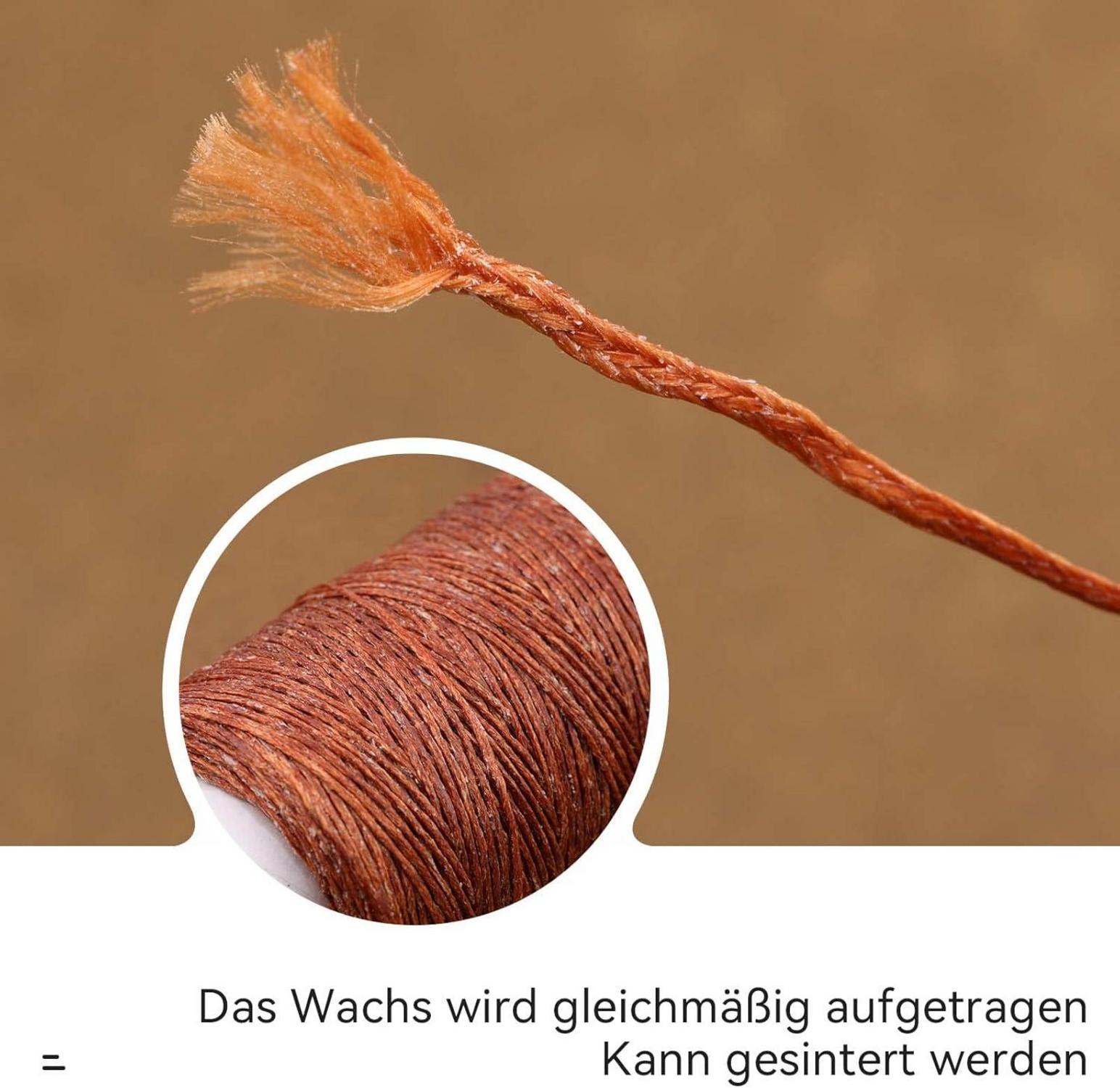 Leder Faden Set 150D Wachsfaden150m Ledernähgarn Kaffeebraun