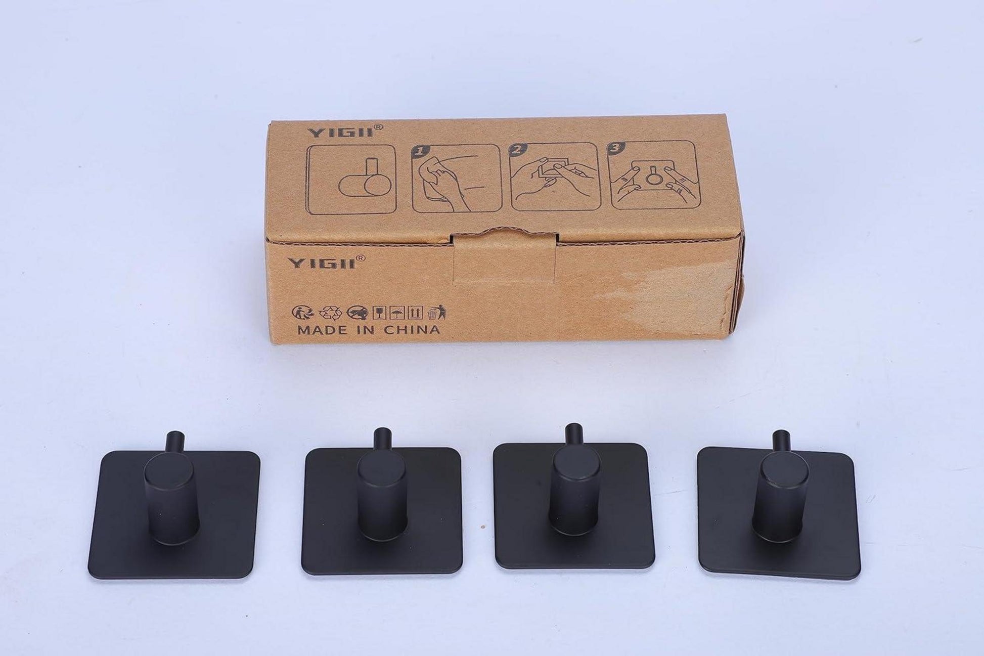 Handtuchhaken ohne Bohren Edelstahl Klebehaken 4er Set Schwarz Matt