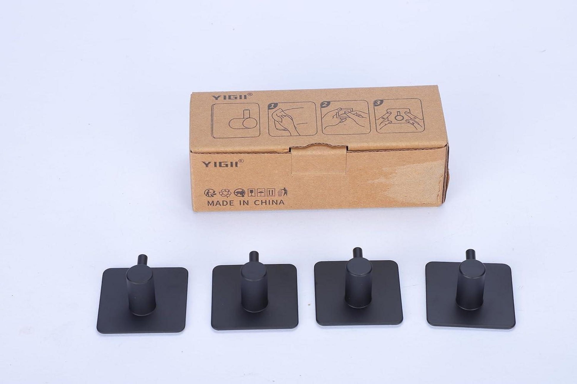 YIGII Handtuchhaken Edelstahl Klebehaken Schwarz 4er Set