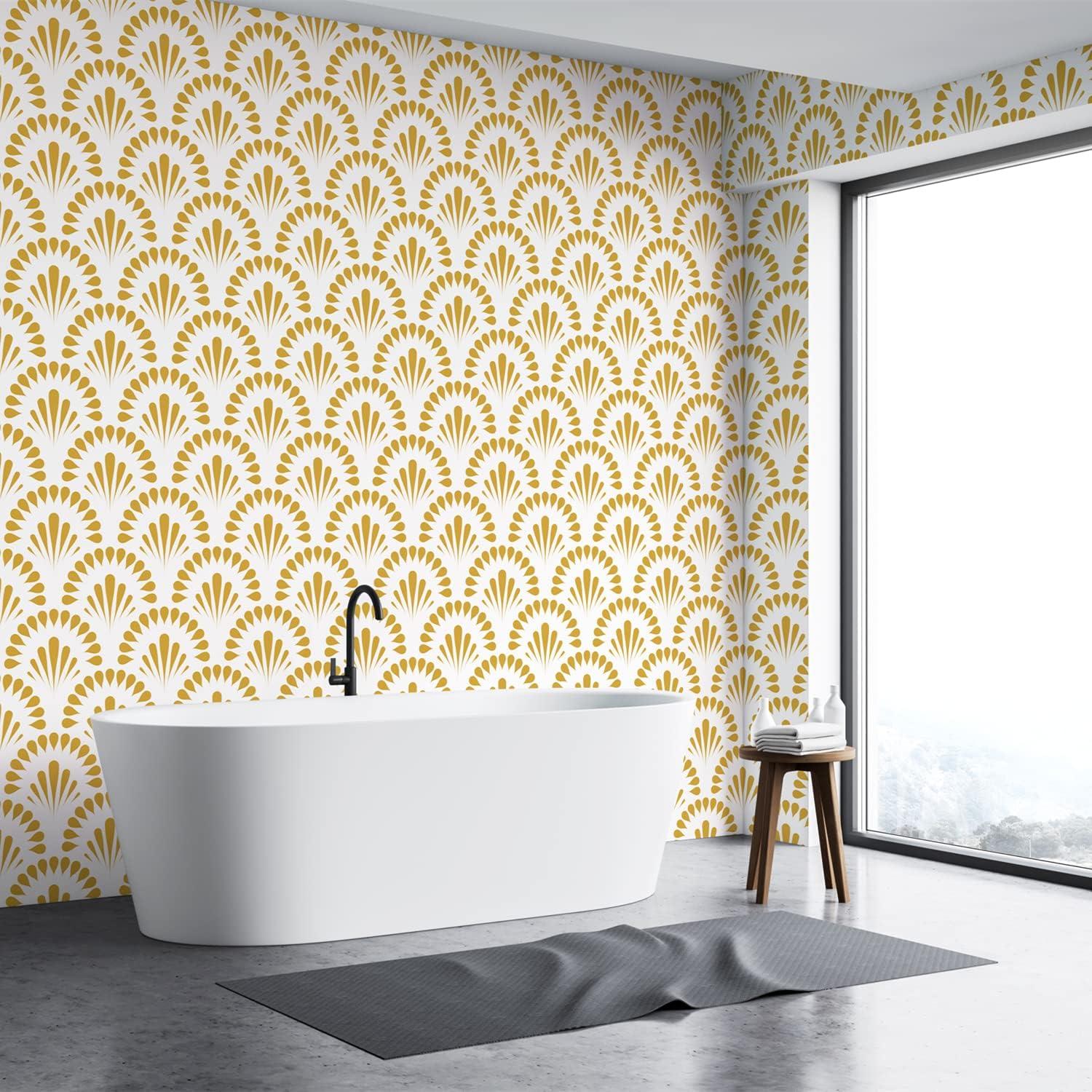 Selbstklebende Geometrische Gold Tapete 44.5x500cm für Bad und Küche