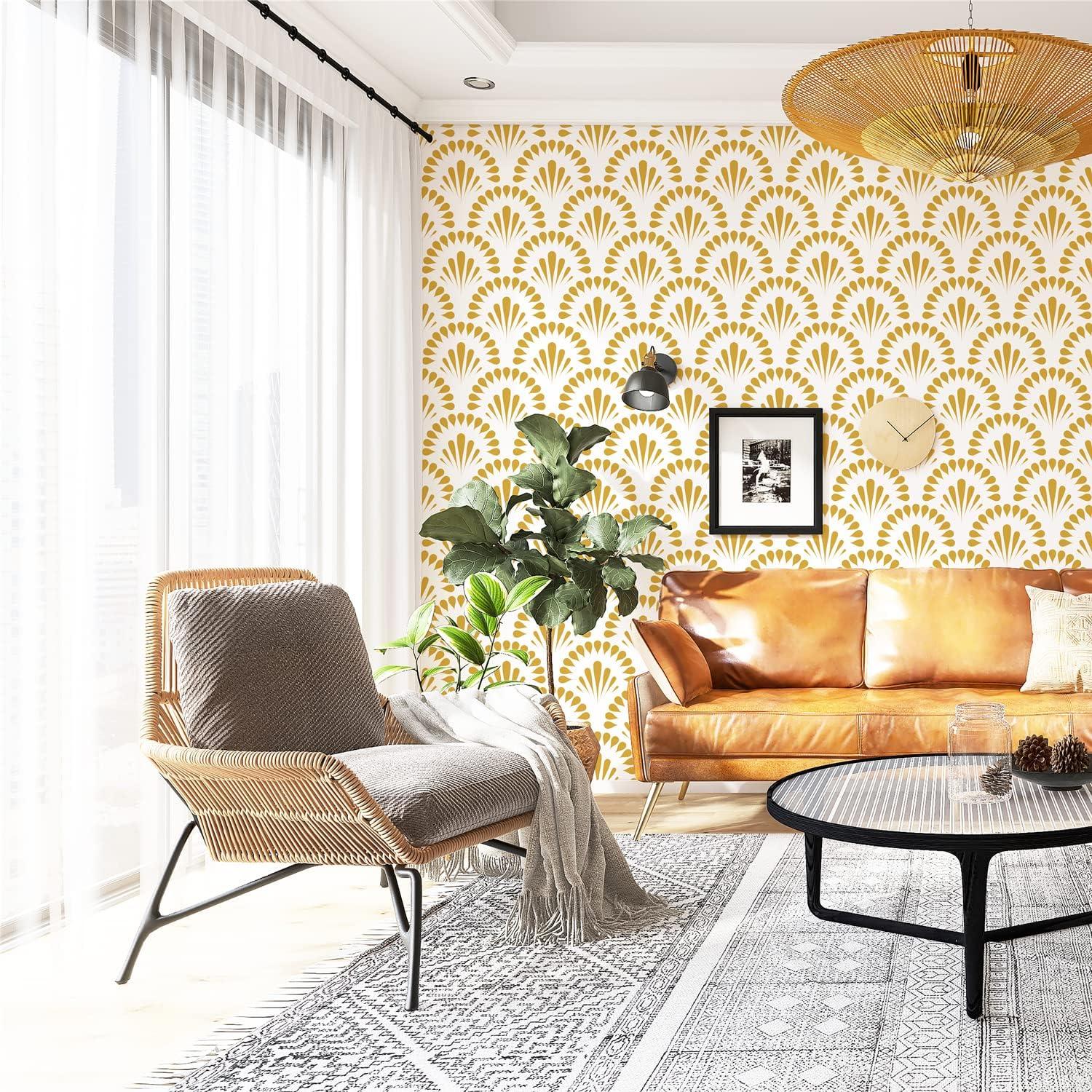 Selbstklebende Geometrische Gold Tapete 44.5x500cm für Bad & Küche