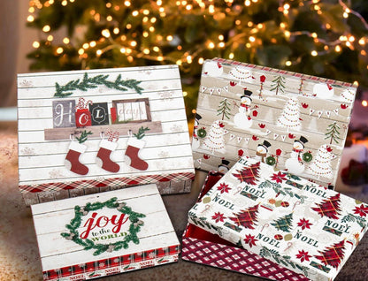 Rechteckige Weihnachtsgeschenkbox Aufbewahrungsbox mit Deckel 4er Set