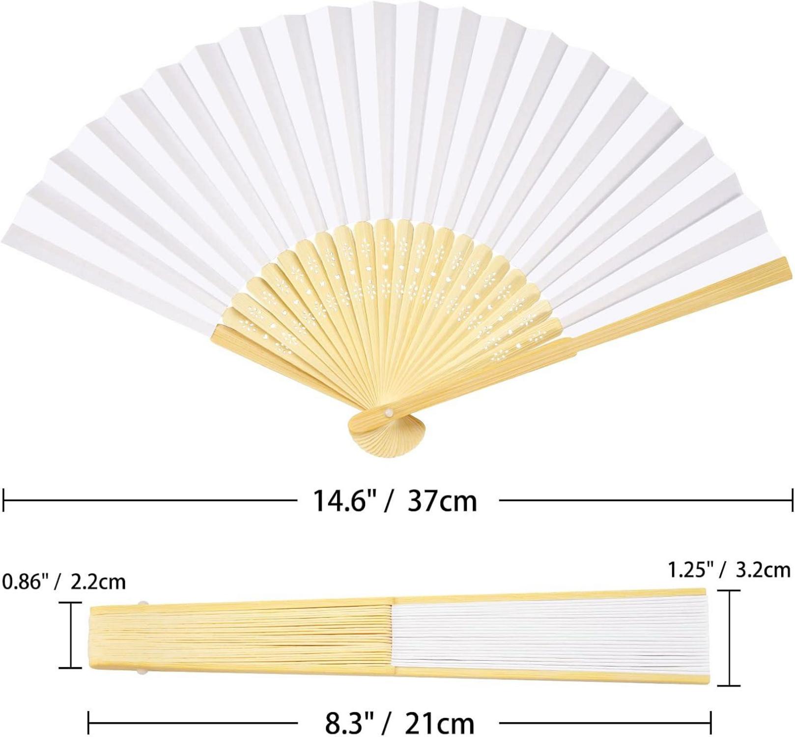 ZOOI 12er Pack Handfächer Weiß Hochzeit Deko DIY Sommer