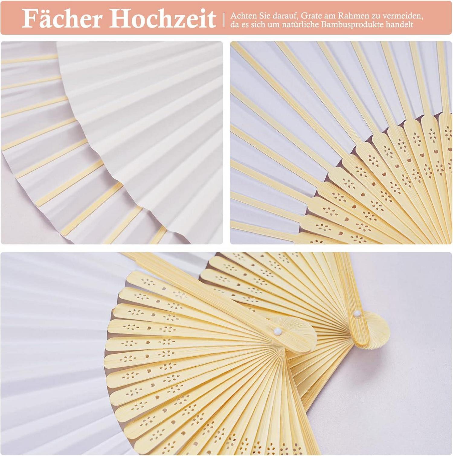 ZOOI 12er Pack Weiße Handfächer für Hochzeit und Party