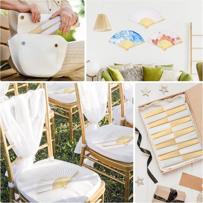 ZOOI 12er Pack Handfächer Weiß Hochzeit Party Deko DIY Fecher Sommer