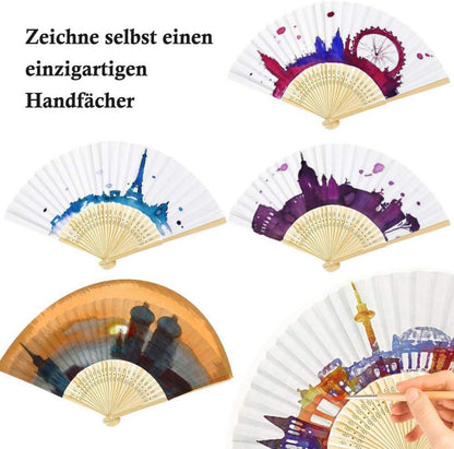 ZOOI 12er Pack Handfächer Hochzeit Deko Weiß Gastgeschenk Sommer DIY