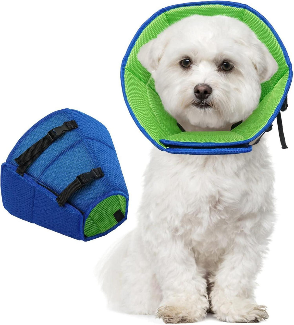 Halskrause Hund Leckschutz Schutzkragen Einstellbar Blau S
