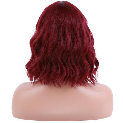 Rote Bob Perücke mit Pony – Wellig, Lockig, Synthetisch