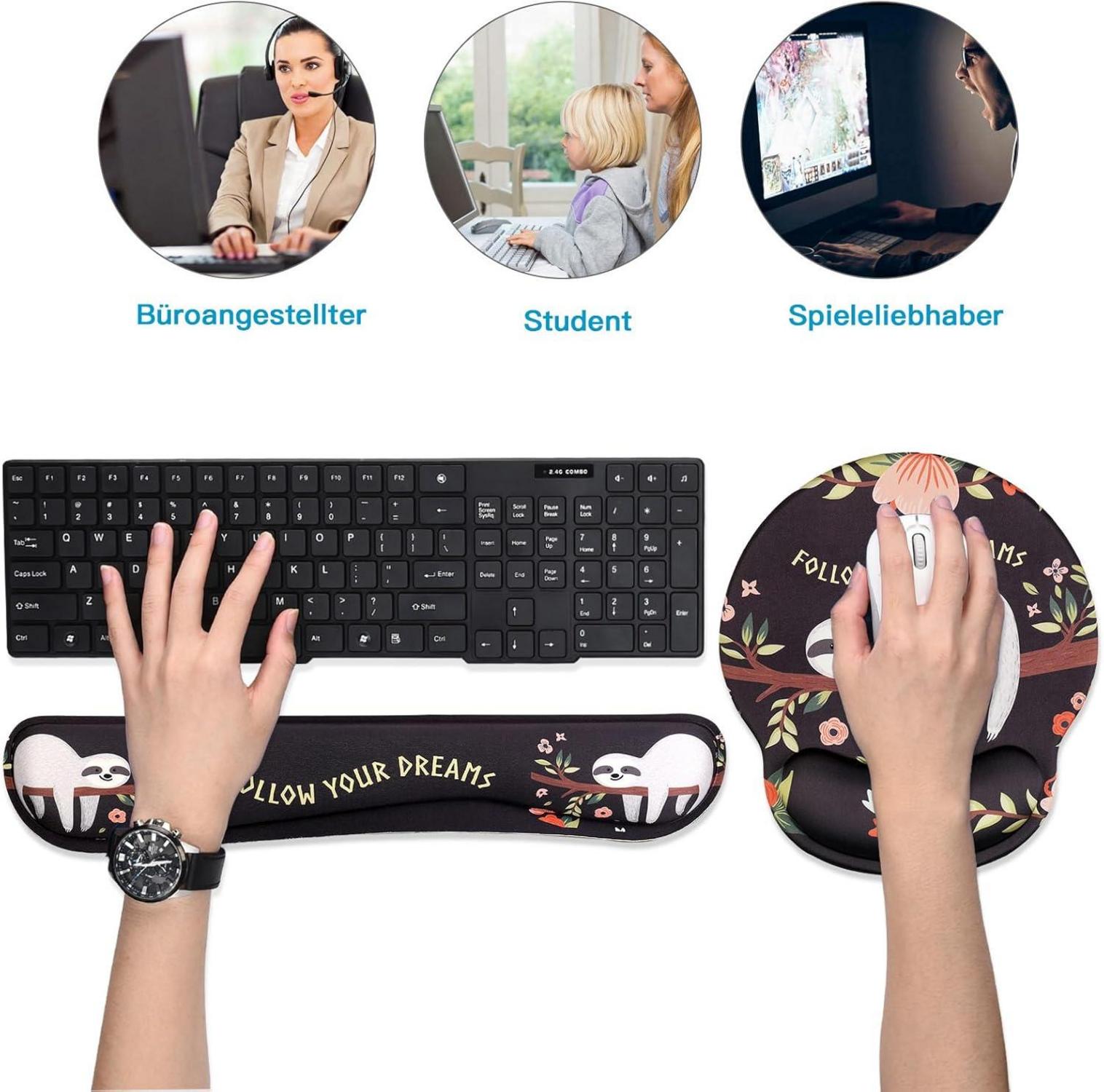 Ergonomisches Mauspad mit Handgelenkauflage und Tastaturstütze Set