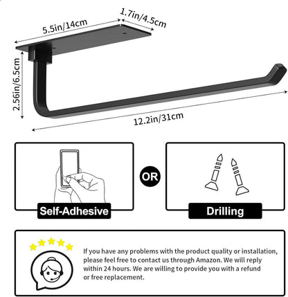 Küchenrollenhalter mattschwarz verbessert Aluminium selbstklebend oder bohren